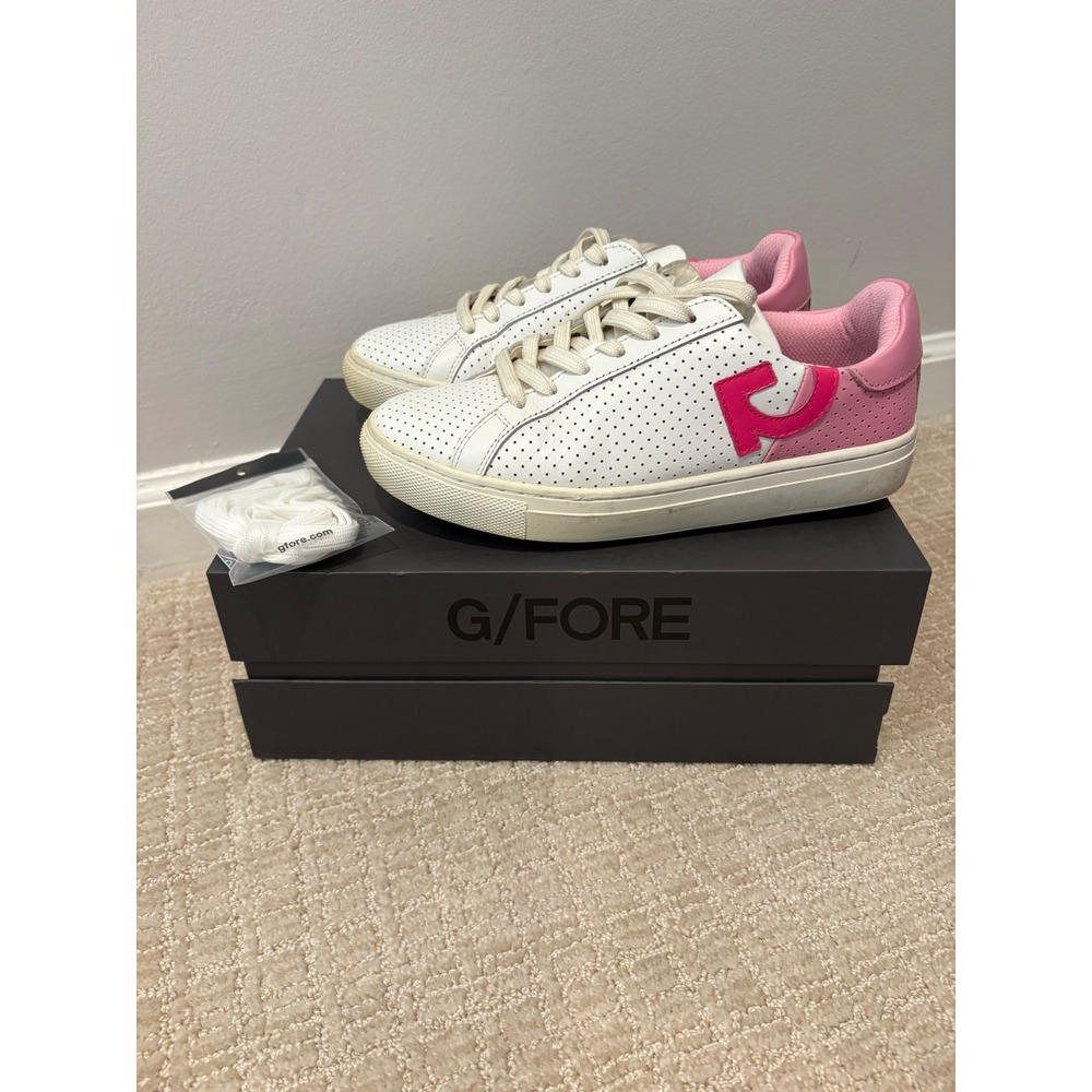 G/FORE Two Tone Perf Disruptor Golf Shoes Women 6 White Pink Leather G4LS22EF24